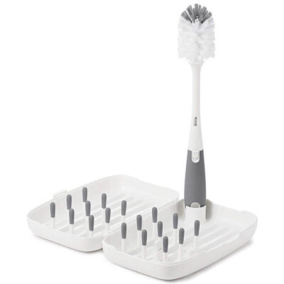On-The-Go Drying Rack with Bottle Brush - Grey