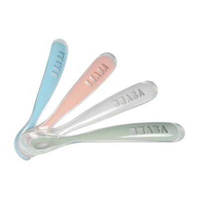 1st Stage Silicone Spoons 4 Pack - Windy Blue/Eucalyptus Green/Light Mist/Vintage Pink