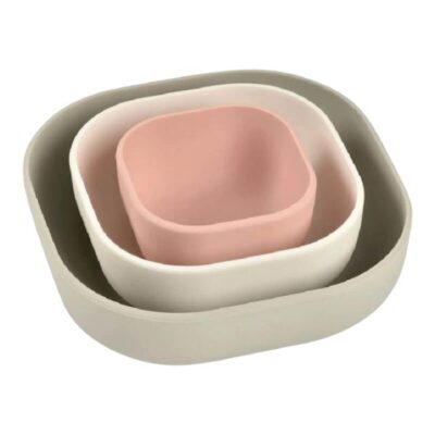 Silicone Stackable Bowls - Set of 3 - Velvet Grey / Cotton / Dusty Rose