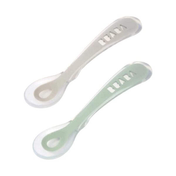2nd Stage Silicone Spoons 2 Pack - Velvet Grey/Sage Green