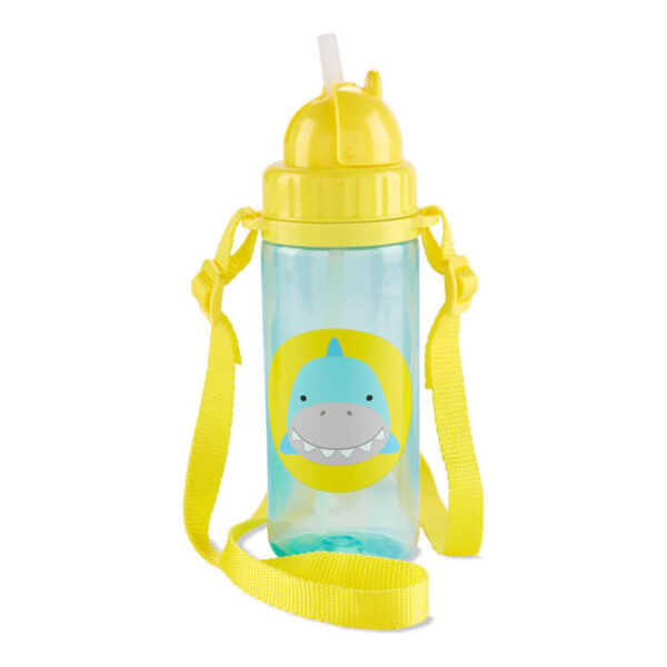 Zoo Straw Bottle with Shoulder Strap - Shark