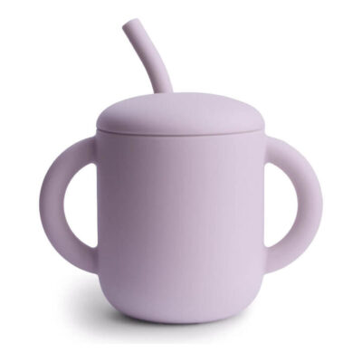 Silicone Training Cup + Straw - Soft Lilac