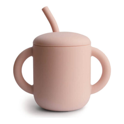Silicone Training Cup + Straw - Blush