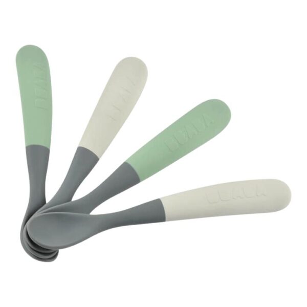 1st Stage Silicone Spoon 4 Pack - Mineral/Sage Green