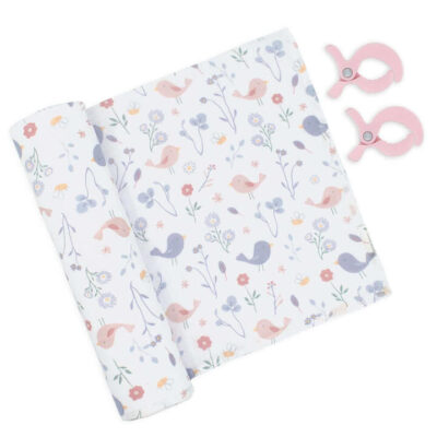 Muslin Swaddle & Pram Pegs - Birds