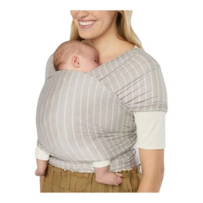 Aura Sustainably Sourced Knit Baby Wrap - Grey Stripes