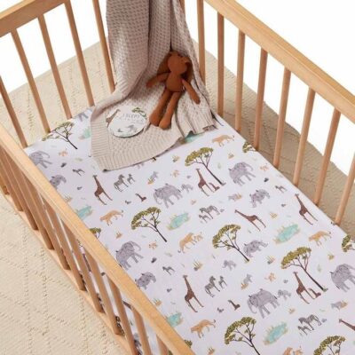 Organic Fitted Cot Sheet - Safari