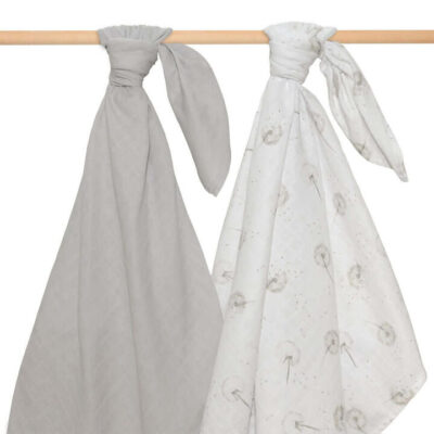 Organic Muslin Swaddle Wraps 2 Pack - Dandelion/Grey