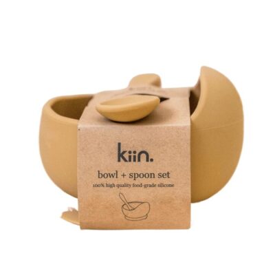 Silicone Bowl + Spoon Set - Tan