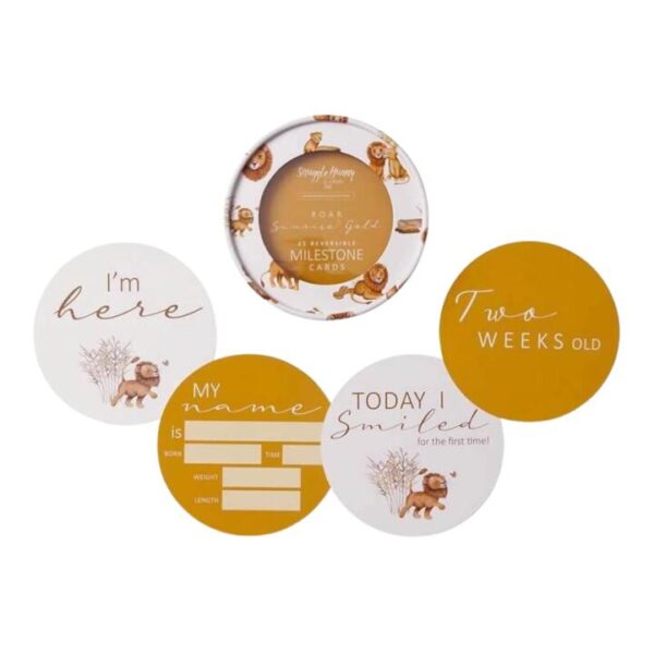 Lion & Sunrise Gold Reversible Milestone Cards