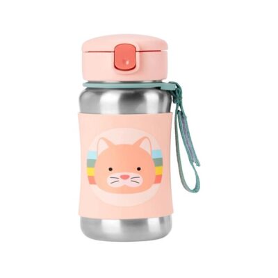 Zoo Stainless Steel Straw Bottle - Cat