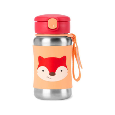 Zoo Stainless Steel Straw Bottle - Fox