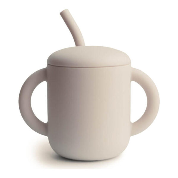 Silicone Training Cup + Straw - Shifting Sand