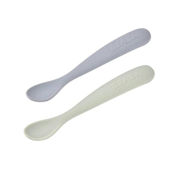 1st Stage Silicone Spoons 2 Pack - Misty Green/Pebble