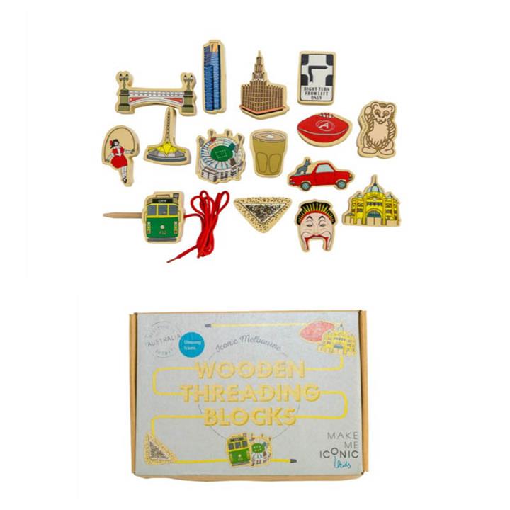 Make Me Iconic Melbourne Wooden Threading Blocks