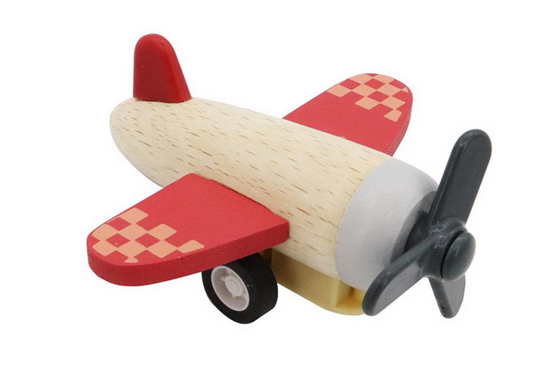 Retro Wooden Pull Back Biplane