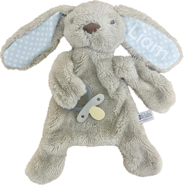 Bunny Comforter with Dummy Holder Beige and Blue