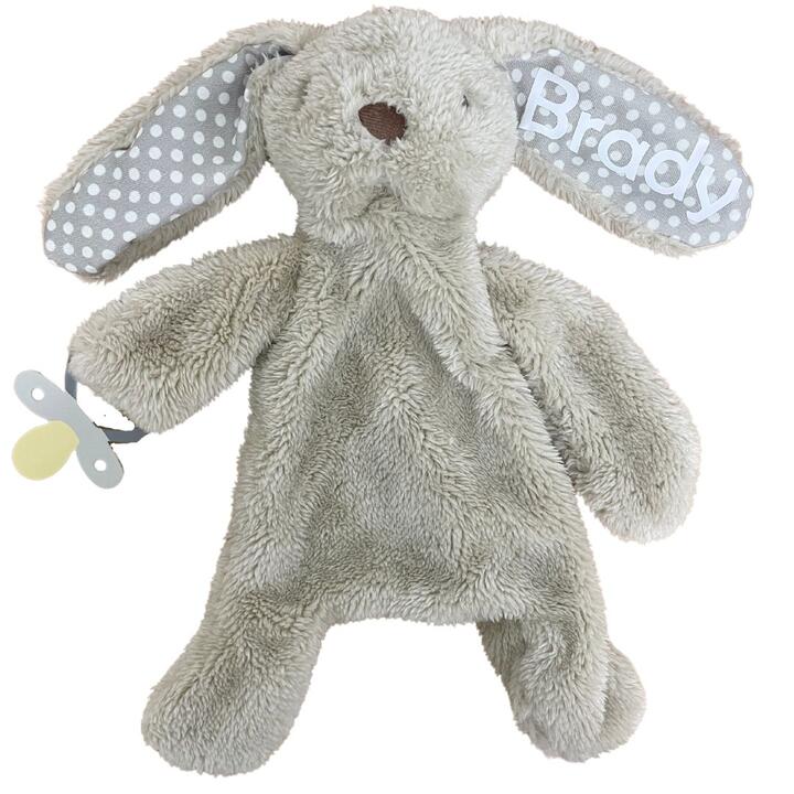Bunny Comforter with Dummy Holder Beige and Grey