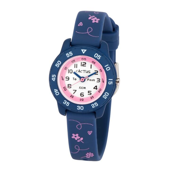 Cactus Junior Kids Time Teacher Blue Flowers Watch