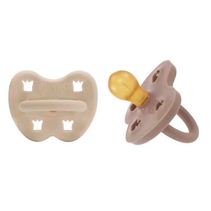 Hevea Round Teat Pacifiers Sandy Nude and Tan Beige 2 Pack (3 to 36M)