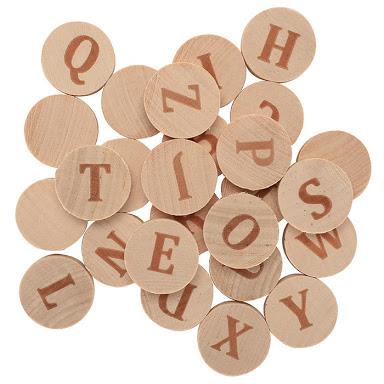 Wooden Round Uppercase Letter Discs