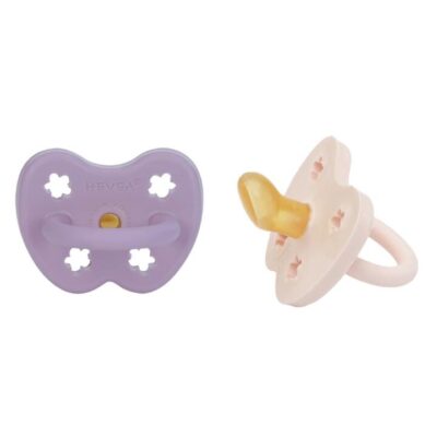Hevea Orthodontic Teat Pacifier Powder Pink and Lavender 2 Pk (3 to 36M)