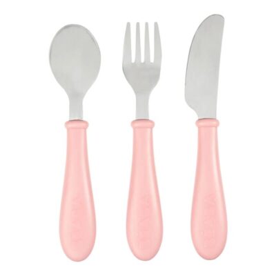 Beaba Stainless Steel Cutlery Set of 3 - Old Pink