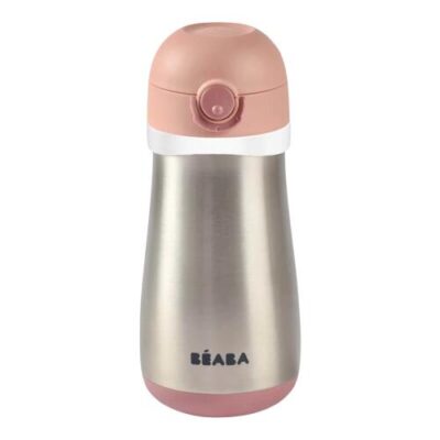 Beaba Stainless Steel Spout Bottle 350ml - Vintage Pink