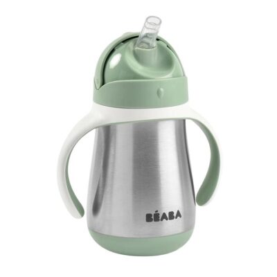 Beaba Stainless Steel Straw Cup 250ml - Sage Green