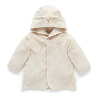 Purebaby Hooded Bathrobe - Wheat Melange Bear