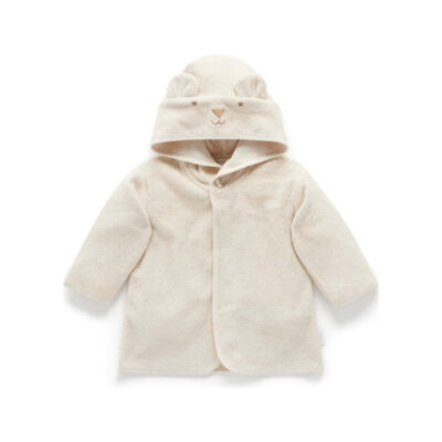 Purebaby Hooded Bathrobe - Wheat Melange Bear (12m-24m)