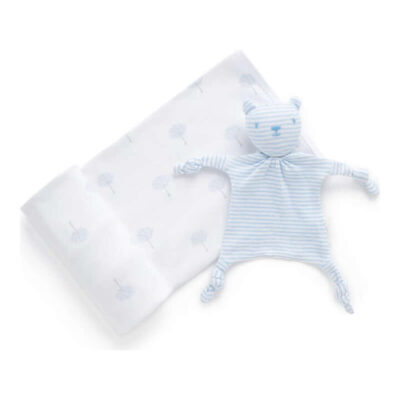 Purebaby Bunny Rug & Snookie Pack - Pale Blue Tree