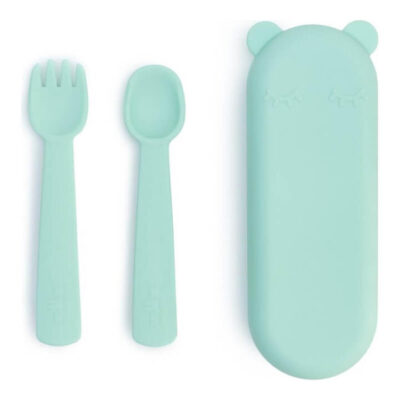 We Might Be Tiny Feedie Fork & Spoon Set - Mint