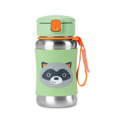 Skip Hop Zoo Stainless Steel Straw Bottle - Raccoon