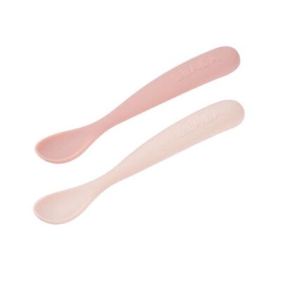 Beaba 1st Stage Silicone Spoons 2 Pack - Cotton Candy/Sorbet