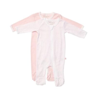 Marquise Everyday Essentials Pink Spot and Stripe Zipsuit 2 Pack - 0