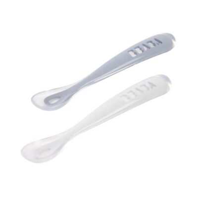 Beaba 1st Stage Silicone Spoons 2 Pack - Cloud Blue/Pebble