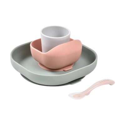 Beaba Curved Silicone Suction Meal Set - Eucalyptus