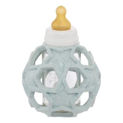 Hevea Glass Bottle with Upcycled Natural Star Ball - Blue