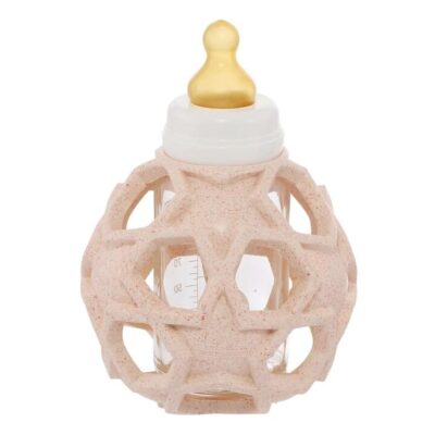 Hevea Glass Bottle with Upcycled Natural Star Ball - Peach