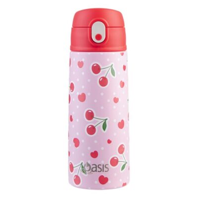 Oasis Kids Stainless Steel Double Wall Insulated Drink Bottle with Sipper (550ml) Cherry Crush