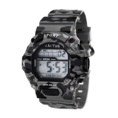 Cactus Explorer Kids Camouflage Digital Watch - Grey Black
